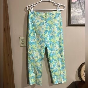 NWOT Vintage Lilly Pulitzer Green & Blue Crab/Shell Print Capri Size 0